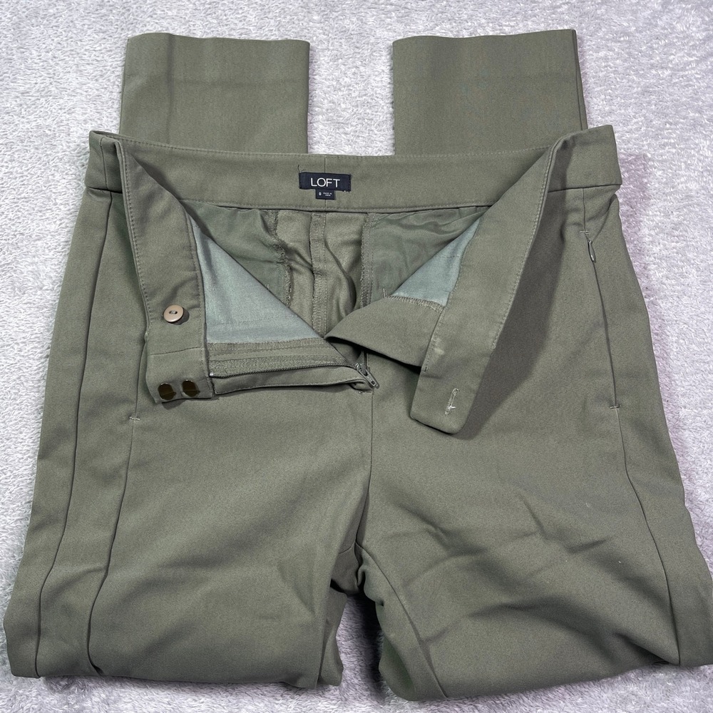 LOFT Olive Green Modern Ankle‎ Pants Women's Size 8 Career Casual Comfort Boss